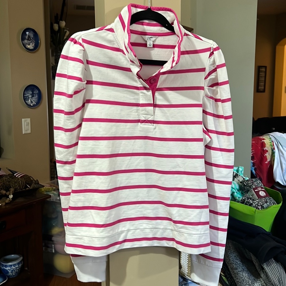 Crown and Ivy sweatshirt quarter button top